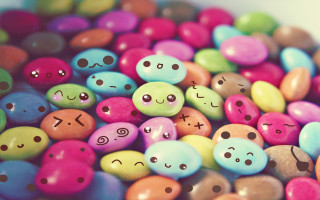 Colorful rocks with faces drawn - face free wallpaper