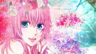 Girl pink hair flowers in - girl free wallpaper