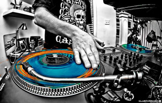 Dj mixing turntable records equipment - a record free wallpaper