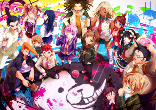 Anime girls colorful paint splatter - toyism free wallpaper for desktop
