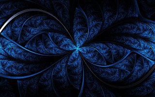 Blue flower black background blue 3 - a spiral design free wallpaper
