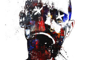 Red white blue face blood - a mans face free wallpaper