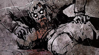 Man lying ground knife bloody - his body free wallpaper