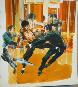 Man suit kicking sword face - rich free wallpaper for tablet