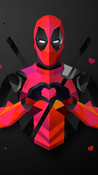 Deadpool heart knife character stylized - object free wallpaper for mobile