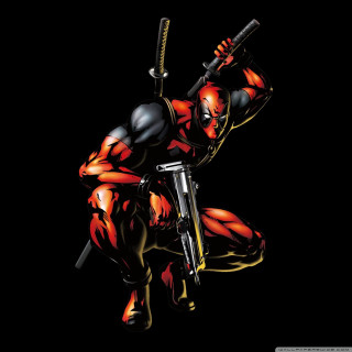 Deadpool character holding gun and - a deadpool character holding free wallpaper