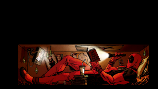 Man red suit reading book - comic book free wallpaper