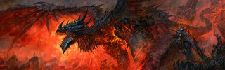 Dragon red flames demon painting - red flame free wallpaper