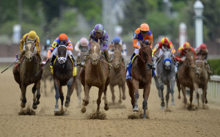 Jockeys horses race track trees - lyrical free wallpaper for desktop