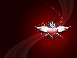 Heart wings crown side image - a white heart free wallpaper
