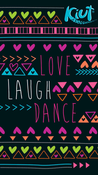 Love laugh dance colorful poster - typographic free wallpaper for mobile