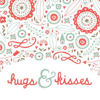 Floral card hugs kisses red - a cross stitch free wallpaper for tablet