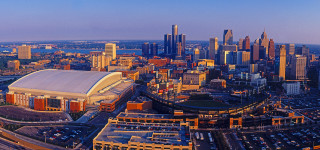 City skyline stadium cars parked - doug ohlson free wallpaper