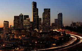 City skyline train night lights 5 - the track free wallpaper