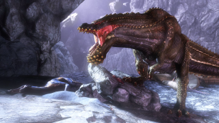 Dinosaur mouth open rock cave - a rock in a cave free wallpaper