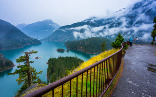 Scenic lake mountains lookout cloudy - scenic free wallpaper