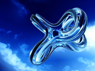 Blue white abstract object floating - abstract illusionism free wallpaper for desktop