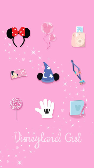 Pink background disneyland girl items - different item free wallpaper