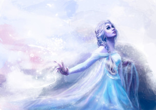 Woman blue white hand sky - a painting of a woman free wallpaper for desktop