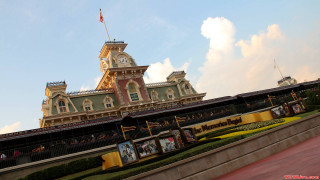 Train clocktower castle cityscape magic - a train free wallpaper