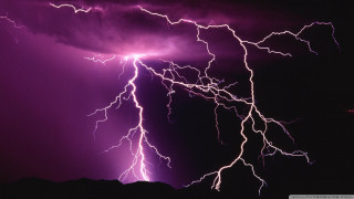 Purple sky lightning bolt mountain 2 - volumetric lightning free wallpaper