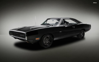 Black muscle car studio gray 2 - a studio setting free wallpaper