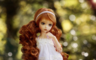 Doll redhair white dress christmas - long red hair free wallpaper