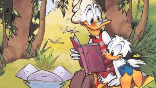 Cartoon duck duckling reading woods - official art free wallpaper