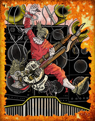 Man playing guitar stage microphone 4 - punk art free wallpaper for mobile