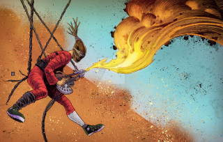 Firefighter fireball astronaut constellation galaxy - extreme illustration free wallpaper for desktop