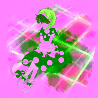 Woman polka dot dress pillow - a cat free wallpaper for tablet