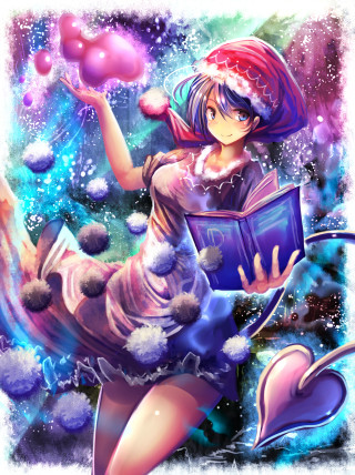 Girl book heart chest reading - anime art free wallpaper for mobile