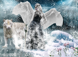 Woman white wings tiger snowman - white wing free wallpaper
