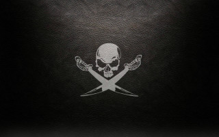 Black leather skull crossed swords - sword free wallpaper