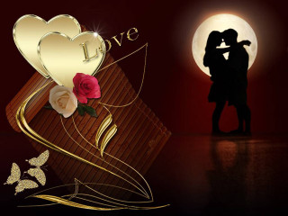 Couple kissing full moon love - the cover free wallpaper