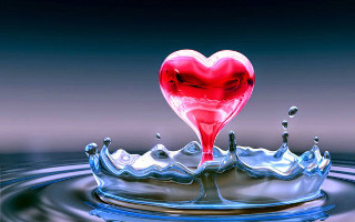 Heart shaped object water drop - a splash of water free wallpaper