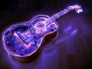 Guitar stickers wooden floor purple 3 - sticker free wallpaper