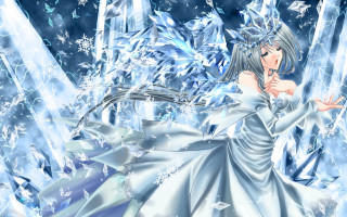 Snowflakes butterflies blue dress crown - a white ribbon free wallpaper