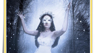 Woman white dress mask forest - free halloween wallpaper for desktop