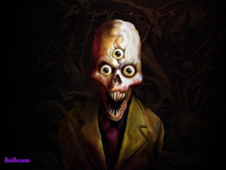 Creepy man face coat head - a creepy expression free wallpaper