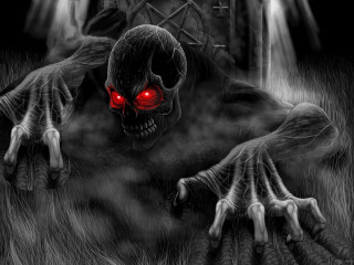 Creepy skeleton red eyes dark 2 - dark art free wallpaper