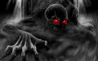 Creepy skeleton red eyes dark - the dark forest free wallpaper