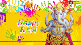 Ganesha colorful paint splatters holi - colour free wallpaper