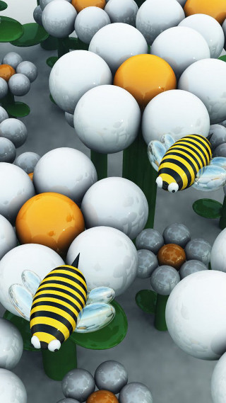 Bee balls center orange fruit - free textures wallpaper