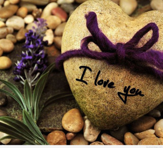 Heart rock purple ribbon lavender 2 - romanticism free wallpaper for tablet