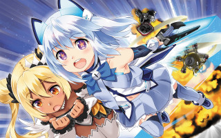 Anime couple flying guns action - gun free wallpaper for desktop