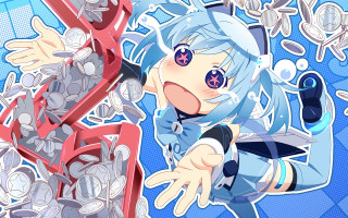 Silver aya goda blue hair - white letter free wallpaper