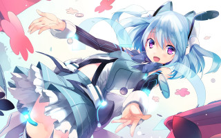 Anime blue hair cat costume - a manga drawing free wallpaper