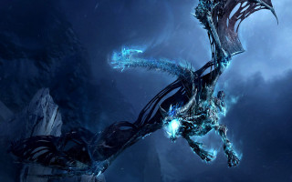 Dragon blue lights flying dark 6 - a dragon free wallpaper