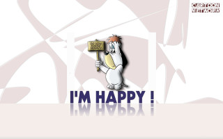 Cartoon character holding sign happy 2 - english free wallpaper
